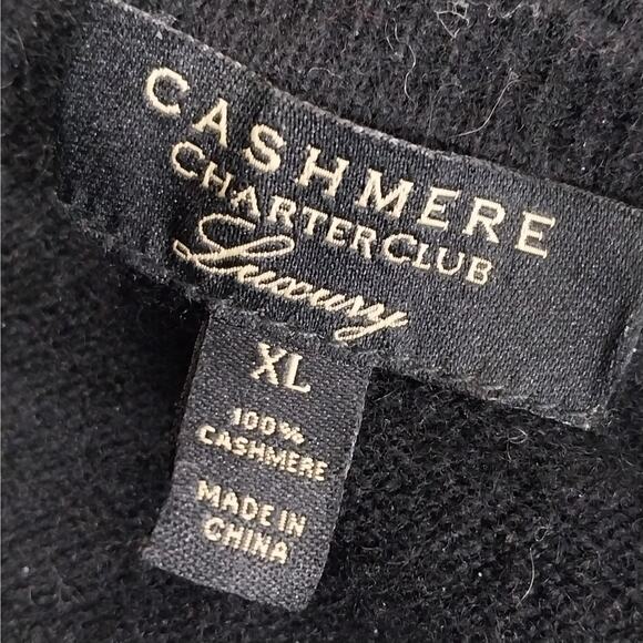 CHARTER CLUB! 100% CASHMERE! BLACK FINE KNIT V-NECK LING SLEEVE SWEATER! SZ XL - Picture 9 of 11
